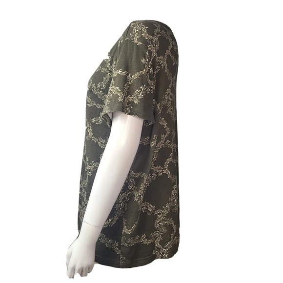 CROFT & BARROW The Classic Tee Green Floral Short Sleeve Top Womens Size XXL - Picture 2 of 5